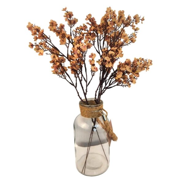 Artificial Taupe Flowers Set of 3, 20” Faux Floral Stems,  Boho Wedding Bouquet, - Picture 2 of 8